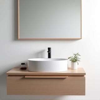 Mobile da bagno moderno sospeso con lavabo integrato